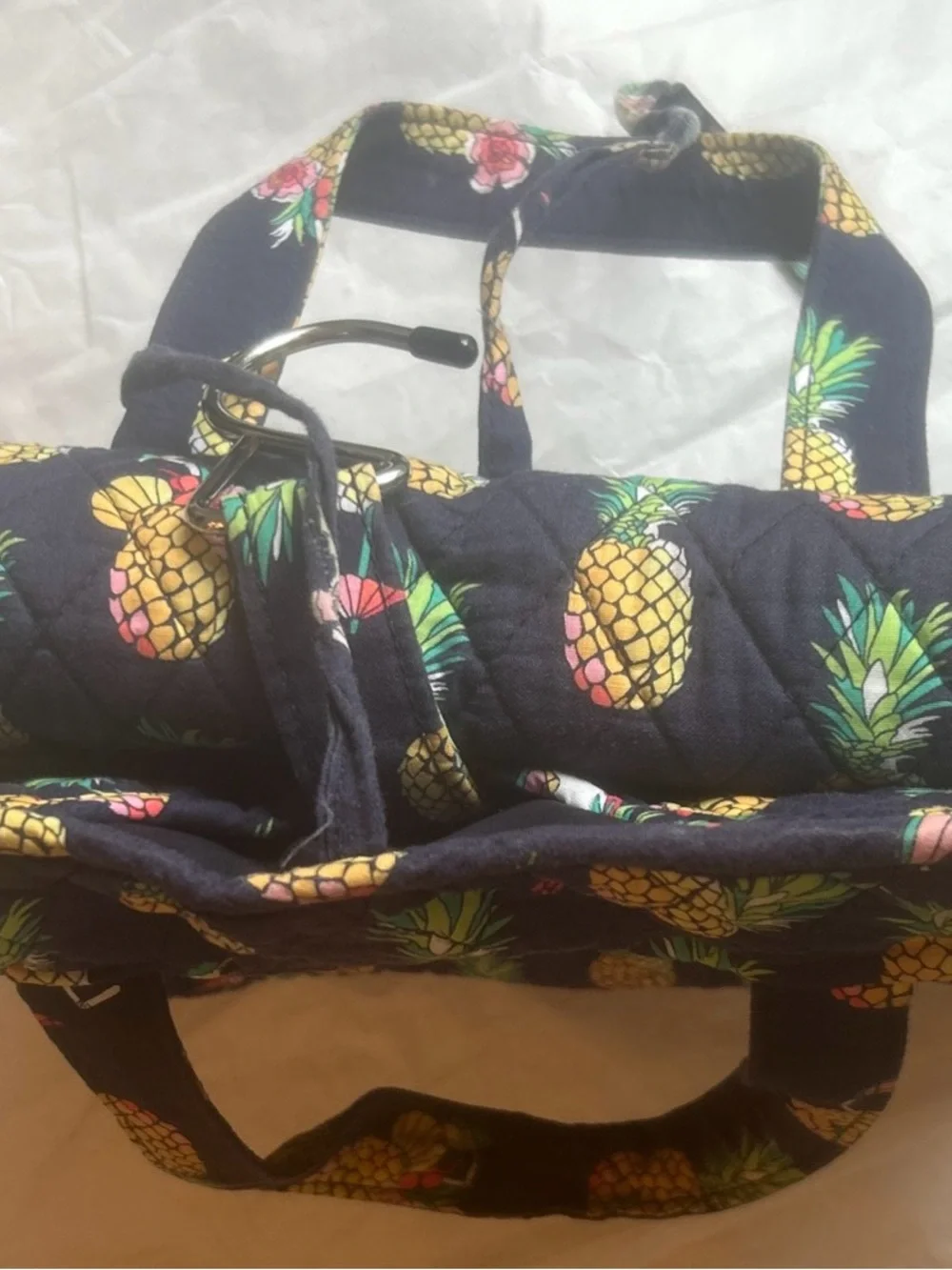 Vera Bradley quilted hanging travel organizer Toucan Party with pineapple print